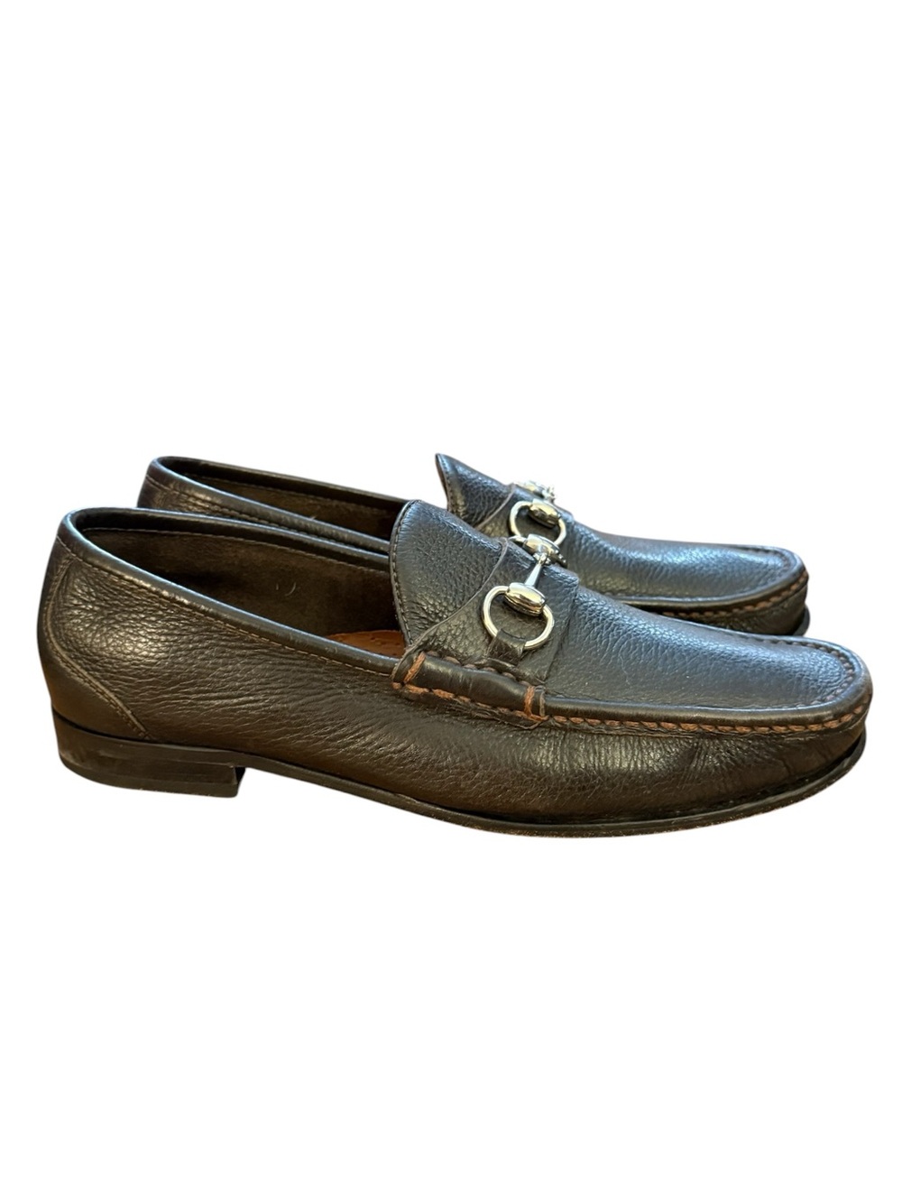 Martin Dingman Dark Brown Pebbled Leather Horse Bit Loafers 9M Brazil 52015M - Picture 5 of 15